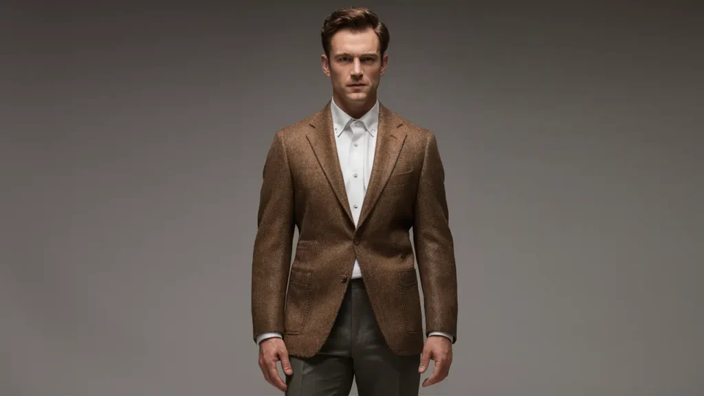 a man in a brown suit